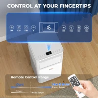 HOMCOM 8000 BTU Mobile Air Conditioner for Cooling and Dehumidifying, Remote Control, 24H Timer, LED Display, White(m-6)