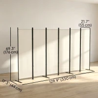 HOMCOM 6 Panel Room Divider, 6 Ft Folding Privacy Screen, Portable Freestanding Partition Wall Divider, Beige(m-3)