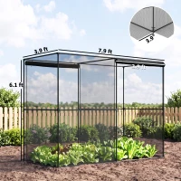 Outsunny 8' x 4' x 6' Crop Cage, Plant Protection Tent with Zippered Doors for Vegetable Garden, Backyard, Black(m-3)