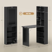 HOMCOM Fold-out Convertible Home Office Desk, Wall Mount Computer Desk with Blackboard and Side Shelf, Black(m-3)