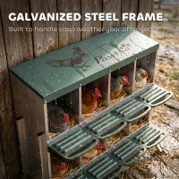 PawHut Chicken Nesting Boxes, 8 Compartment Metal Nesting Boxes for Chickens, Two-Tier Egg Laying Boxes with Vented Holes(m-6)