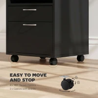 HOMCOM Mobile Storage Cabinet Organizer with Drawer and Cabinet, Printer Stand with Castors, Black(m-5)