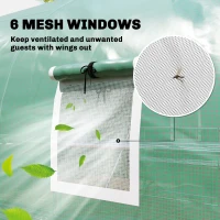 Outsunny 10'x11'x6' Walk-in Tunnel Greenhouse with Shelves, Mesh Door and Windows, Plant Hot House with PE Cover, Green(m-8)