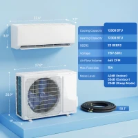 HOMCOM 12000 BTU Mini Split Air Conditioner, 22 SEER2 115V WIFI Enabled Inverter AC Unit Cools up to 750 Sq.Ft(m-8)
