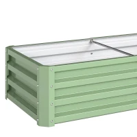 Outsunny Galvanized Raised Garden Bed, Outdoor Planter Box for Vegetables, Flowers, Herbs, 4' x 2' x 1', Light Green(m-10)