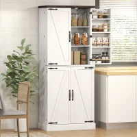 HOMCOM 72" Tall Kitchen Pantry Cabinet, Farmhouse Storage Cabinet with 8 Door Racks and Adjustable Shelves, White(m-2)