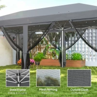 Outsunny 10' x 20' Pop Up Canopy Tent with Netting, Heavy Duty Instant Sun Shelter, Large Tents for Parties with Carry Bag for Outdoor, Garden, Patio, Gray(m-4)