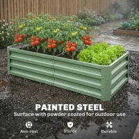 Outsunny Galvanized Raised Garden Bed, Outdoor Planter Box for Vegetables, Flowers, Herbs, 4' x 2' x 1', Light Green(m-4)
