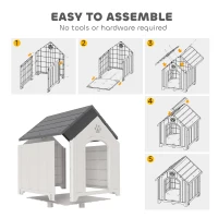 PawHut Large Plastic Dog House Outdoor Indoor, Water Resistant Puppy Shelter with Base Support, 34.6" L x 31.1" W x 35" H(m-7)