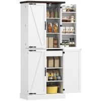 HOMCOM 72" Tall Kitchen Pantry Cabinet, Farmhouse Storage Cabinet with 8 Door Racks and Adjustable Shelves, White(m-1)