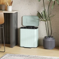 HOMCOM Trash Can with Lid, 2 x 5.3Gal Double Step-On Kitchen Trash Can with Rubbish Bags, Removable Buckets, Light Green(m-9)