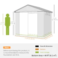 Outsunny 8' x 6' Garden Storage Shed, Outdoor Tool & Equipment Storage House with Wide Door, Foundation Kit, Vents, Window, Light Grey(m-3)