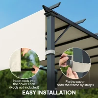 Outsunny 2 Pcs UV Protection Pergola Replacement Canopy, Pergola Shade Cover, Easy to Install, for 10' x 10' Pergola, Cream White(m-6)