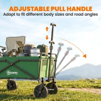 Outsunny Folding Wagon Cart, Outdoor Utility Wagon Heavy Duty Garden Shopping Cart Collapsible Camping Trolley with Steel Frame, Oxford Fabric(m-6)