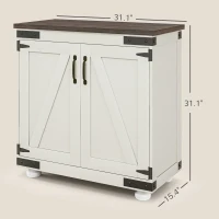 HOMCOM Kitchen Sideboard, Buffet Cabinet with Barn Door and Adjustable Shelf, Distressed White(m-3)