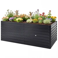 Outsunny Galvanized Raised Garden Bed, Outdoor Planter Box for Vegetables, Flowers, Herbs, 5' x 3' x 2', Black(m-2)