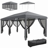 Outsunny 10' x 20' Pop Up Canopy Tent with Netting, Heavy Duty Instant Sun Shelter, Large Tents for Parties with Carry Bag for Outdoor, Garden, Patio, Gray(m-1)