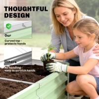 Outsunny Galvanized Raised Garden Bed, Outdoor Planter Box for Vegetables, Flowers, Herbs, 4' x 2' x 1', Light Green(m-7)