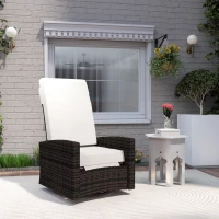 Outsunny Outdoor Wicker Swivel Recliner Chair, Lifting Footrest, 360° Rotating Basic, Water-resistant Cushions, Khaki(m-10)