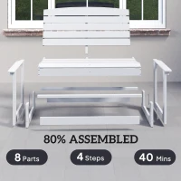 Outsunny Patio Glider Bench w/ HDPE Slatted Double Rocking Chair, White(m-9)