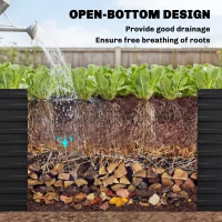 Outsunny Galvanized Raised Garden Bed, Outdoor Planter Box for Vegetables, Flowers, Herbs, 5' x 3' x 2', Black(m-6)