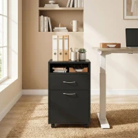 HOMCOM Mobile Storage Cabinet Organizer with Drawer and Cabinet, Printer Stand with Castors, Black(m-9)