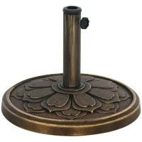 Outsunny Round Patio Umbrella Base, 26 lbs Resin Outdoor Umbrella Stand Base, Patio Umbrella Stand for 1.3"/1.5"/1.9" Umbrella Poles for Outdoor, Lawn, Poolside, Bronze(m-11)