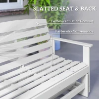 Outsunny Patio Glider Bench w/ HDPE Slatted Double Rocking Chair, White(m-7)