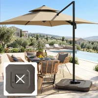 Outsunny 2-Piece Cantilever Umbrella Base Weight Set, 231 lb Water or Sand Fillable Outdoor Offset Umbrella Weights, Brown(m-8)