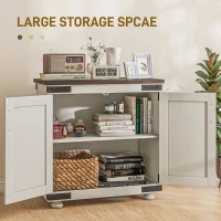 HOMCOM Kitchen Sideboard, Buffet Cabinet with Barn Door and Adjustable Shelf, Distressed White(m-4)