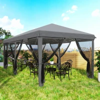 Outsunny 10' x 20' Pop Up Canopy Tent with Netting, Heavy Duty Instant Sun Shelter, Large Tents for Parties with Carry Bag for Outdoor, Garden, Patio, Gray(m-9)