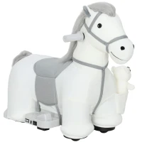Qaba 6V Ride On Horse, Battery Powered Ride on Toy, Electric Kids Riding Pony with Bear Toy, Music for Aged 1.5-5 Years(m-1)