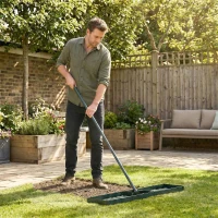 Outsunny Lawn Leveling Rake, 36" x 10" Heavy Duty Yard Leveling Rake with 66.5" Handle for Backyard, Golf Course(m-10)