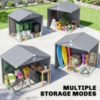 Outsunny 8' x 6' Plastic Garden Storage Shed with Latch Door, Vents, Sloped Roof, Dark Grey(m-7)