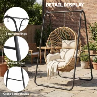Outsunny Hammock Chair Stand Only Heavy Duty Solid Steel A-Frame for Hanging Hammock, Egg Chair, Max Load 330 LBS, Black(m-7)