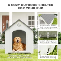 PawHut Large Plastic Dog House Outdoor Indoor, Water Resistant Puppy Shelter with Base Support, 34.6" L x 31.1" W x 35" H(m-4)