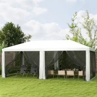 Outsunny 10' x 20' Party Tent, Outdoor Wedding Canopy & Gazebo with Removable Sidewalls, Shade Shelter for Events, BBQs, White(m-10)