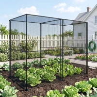 Outsunny 8' x 4' x 6' Crop Cage, Plant Protection Tent with Zippered Doors for Vegetable Garden, Backyard, Black(m-9)