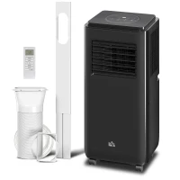 HOMCOM 8,000 BTU Moible Air Conditioner 345 Sq. Ft., Dehumidifier Fan Auto Sleep with 24H Timer On/Off, Window Kit, Black(m-1)