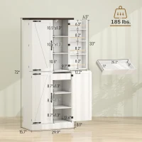 HOMCOM 72" Tall Kitchen Pantry Cabinet, Farmhouse Storage Cabinet with 8 Door Racks and Adjustable Shelves, White(m-3)