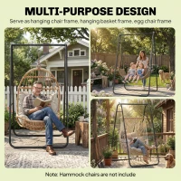 Outsunny Hammock Chair Stand Only Heavy Duty Solid Steel A-Frame for Hanging Hammock, Egg Chair, Max Load 330 LBS, Black(m-5)
