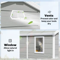 Outsunny 8' x 6' Garden Storage Shed, Outdoor Tool & Equipment Storage House with Wide Door, Foundation Kit, Vents, Window, Light Grey(m-5)