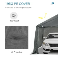 Outsunny 12' x 20' Carport Portable Garage, Heavy Duty Storage Tent, Patio Storage Shelter w/ Anti-UV PE Cover, Gray(m-4)