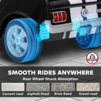 Qaba Licensed Ford Shelby GT 350 Kids Ride On Car with Remote Control, Adjustable Speed, MP3, Smooth Start, LED Lights, Black(m-8)