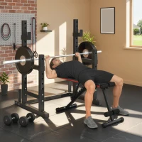 Soozier Adjustable Squat Rack, 660lbs Multi-Functional Bench Press Rack for Weight Lifting Home Gym Strength Training, Black(m-9)