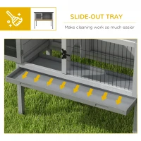 PawHut Elevated Rabbit Hutch, Wooden Bunny Cage with Hinged Asphalt Roof and Removable Tray, for Indoor/Outdoor, Gray(m-6)
