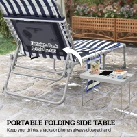 Outsunny Tanning Chair Set of 2 with Face Hole and Side Table, 5-Position Folding Outdoor Chaise Lounge Chair, Blue and White(m-4)