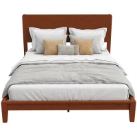 HOMCOM Queen Size Bamboo Platform Bed Frame with Headboard and 12 Poplar Slats, No Box Spring Needed, Easy Assembly, Brown(m-11)