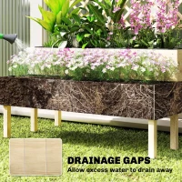 Outsunny 2-Tier Raised Garden Bed with Trellis, Elevated Planter Box for Climbing Plants, Natural(m-6)