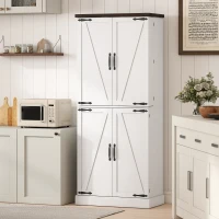 HOMCOM 72" Tall Kitchen Pantry Cabinet, Farmhouse Storage Cabinet with 8 Door Racks and Adjustable Shelves, White(m-7)